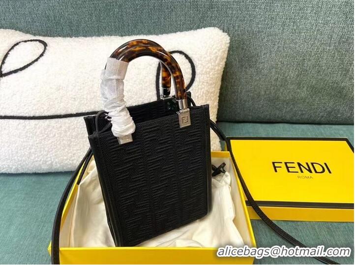 Reasonable Price FENDI MINI SUNSHINE SHOPPER FF fabric mini-bag 8BS051AG black