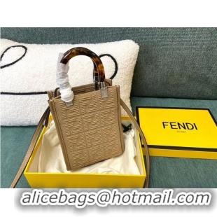 Spot Bulk FENDI MINI SUNSHINE SHOPPER FF fabric mini-bag 8BS051AG Beige