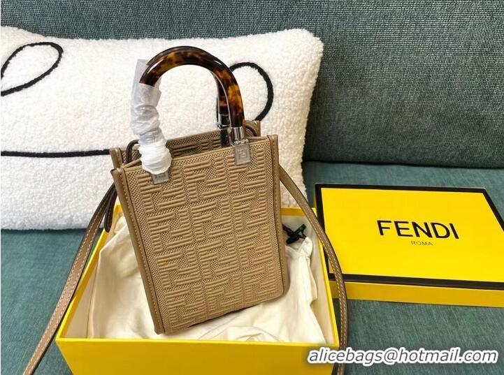 Spot Bulk FENDI MINI SUNSHINE SHOPPER FF fabric mini-bag 8BS051AG Beige