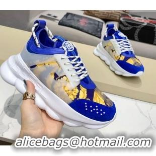 Top Quality Versace Print Sneakers 012689 Blue/Yellow