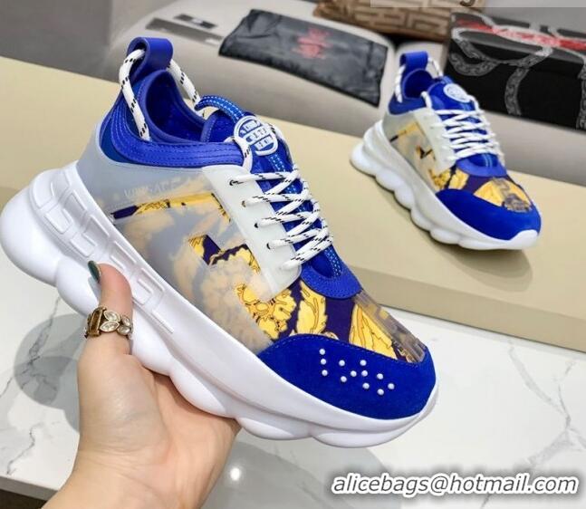 Top Quality Versace Print Sneakers 012689 Blue/Yellow