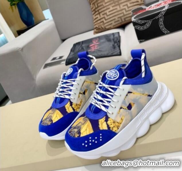 Top Quality Versace Print Sneakers 012689 Blue/Yellow