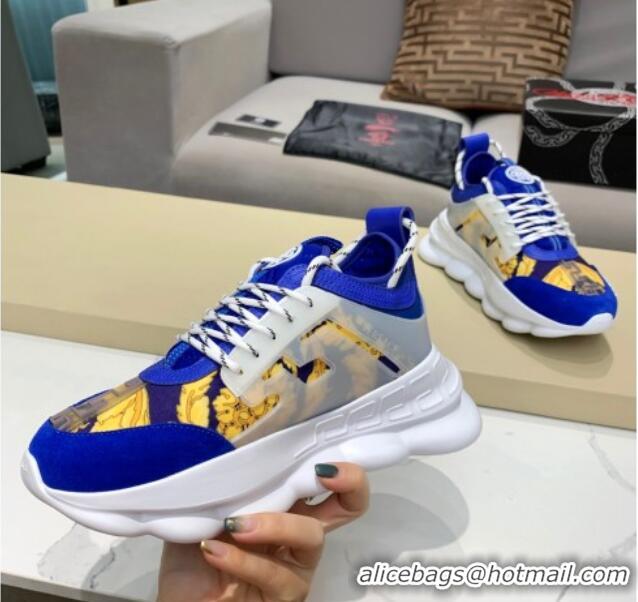 Top Quality Versace Print Sneakers 012689 Blue/Yellow