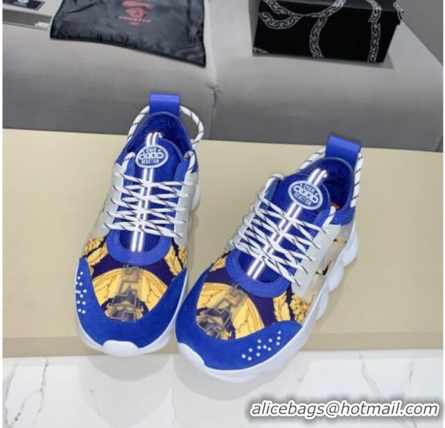 Top Quality Versace Print Sneakers 012689 Blue/Yellow