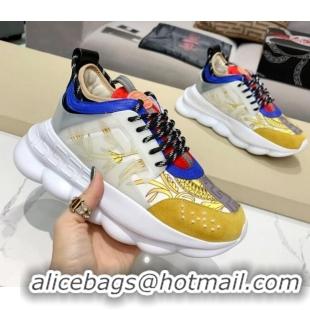  Grade Design Versace Print Sneakers Yellow 012696