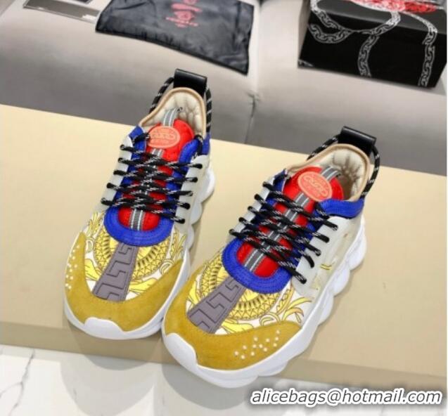  Grade Design Versace Print Sneakers Yellow 012696