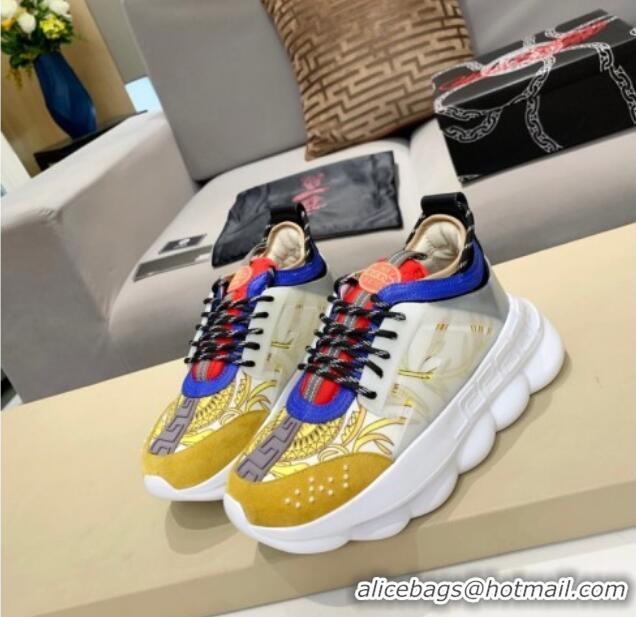  Grade Design Versace Print Sneakers Yellow 012696