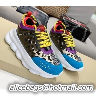 Luxurious Versace Animal Print Sneakers Blue 126107