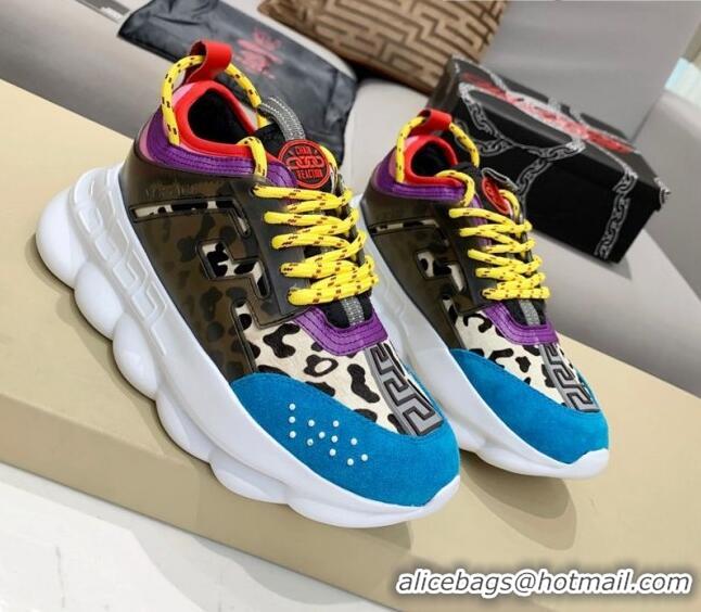 Luxurious Versace Animal Print Sneakers Blue 126107