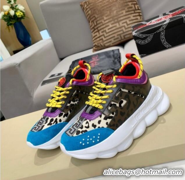 Luxurious Versace Animal Print Sneakers Blue 126107