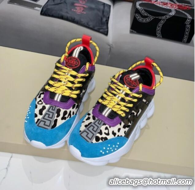 Luxurious Versace Animal Print Sneakers Blue 126107