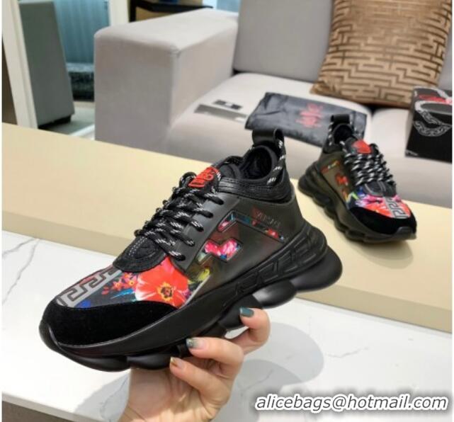 Top Design Versace Print Sneakers Black/Pink 126110