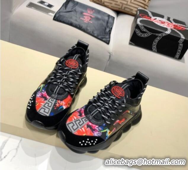 Top Design Versace Print Sneakers Black/Pink 126110