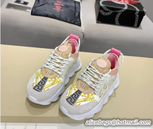 Purchase Versace Print Sneakers White/Pink/Yellow 126111