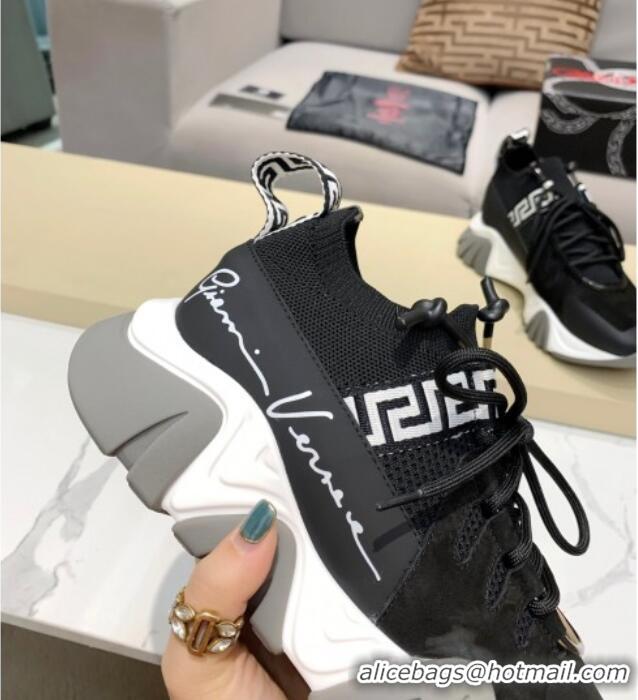 New Design Versace Squalo Knit Sneakers 126117 Black