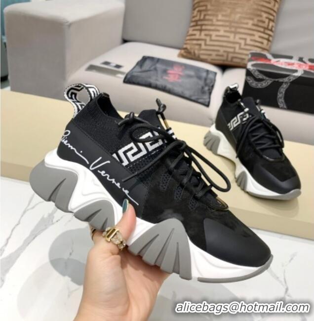 New Design Versace Squalo Knit Sneakers 126117 Black