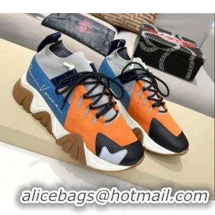 Best Luxury Versace Squalo Knit Sneakers 126117 Blue/Orange