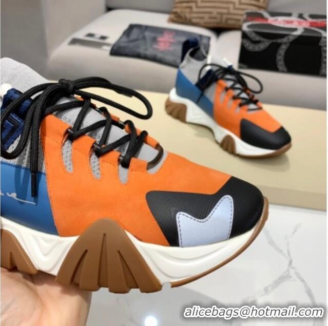 Best Luxury Versace Squalo Knit Sneakers 126117 Blue/Orange