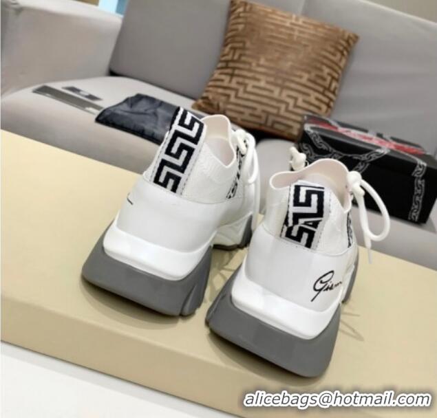 Best Luxury Versace Squalo Knit Sneakers 126117 White