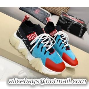 Super Quality Versace Squalo Knit Sneakers 126117 Blue/Red