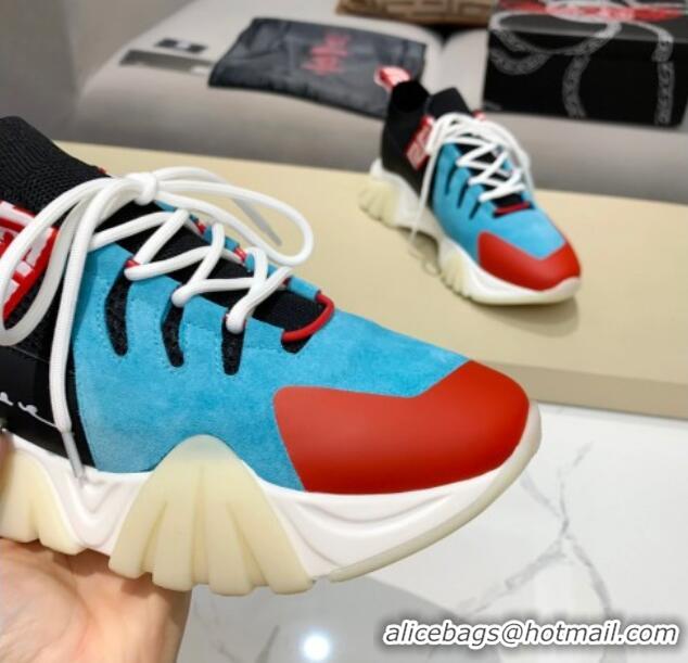 Super Quality Versace Squalo Knit Sneakers 126117 Blue/Red