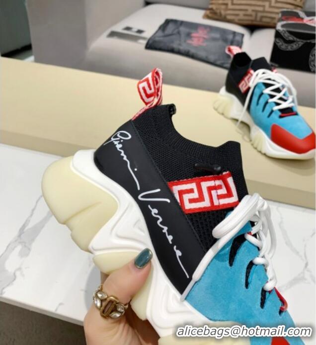 Super Quality Versace Squalo Knit Sneakers 126117 Blue/Red