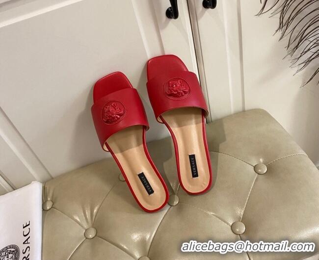 New Style Versace Logo Flat Slide Sandals 033085 Red