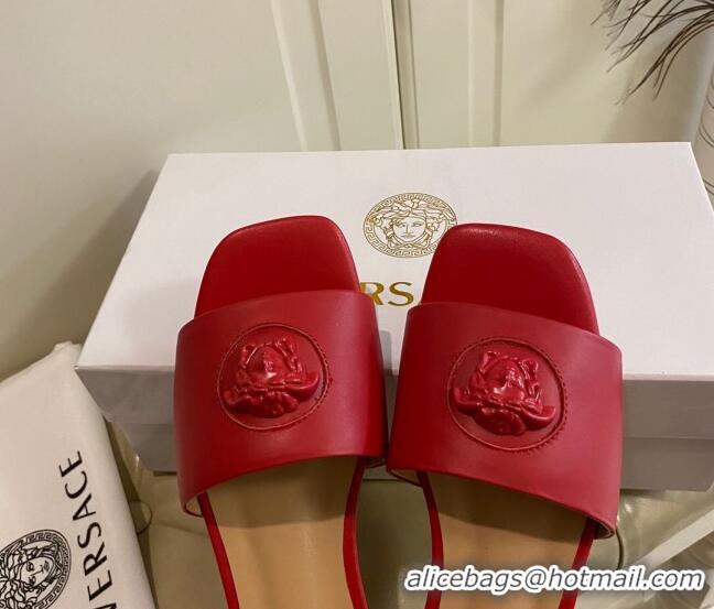 New Style Versace Logo Flat Slide Sandals 033085 Red