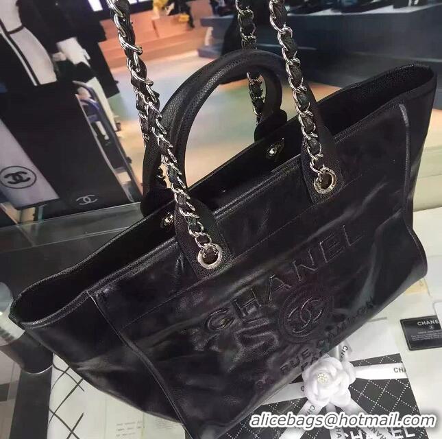 New Discount Chanel Top Quality Leather Shopping Bag CHA85110 Black