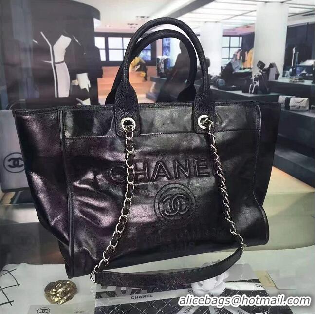 New Discount Chanel Top Quality Leather Shopping Bag CHA85110 Black