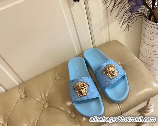 New Fashion Versace Flat Side Sandals 071201 Blue