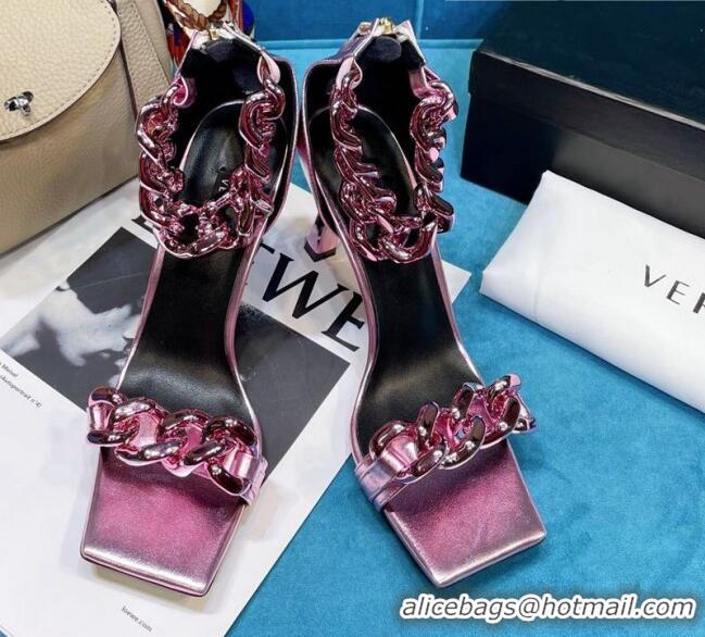 Low Price Versace Calfskin Chain Sandals 8.5cm 071233 Pink