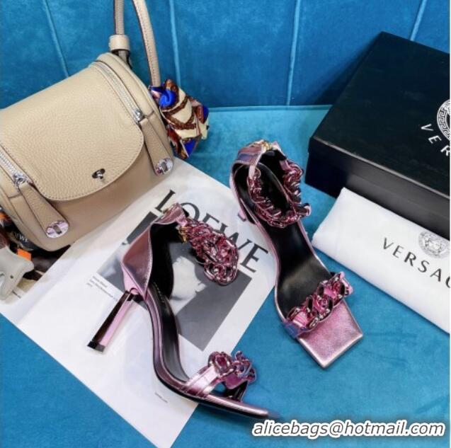 Low Price Versace Calfskin Chain Sandals 8.5cm 071233 Pink