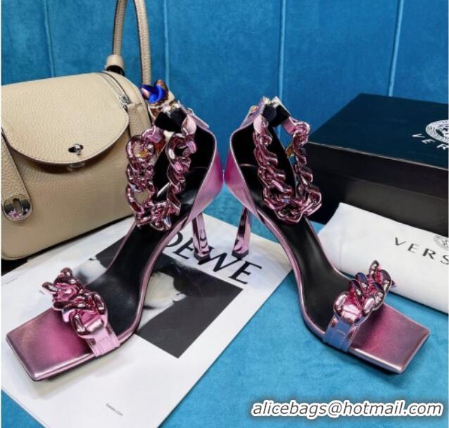 Low Price Versace Calfskin Chain Sandals 8.5cm 071233 Pink