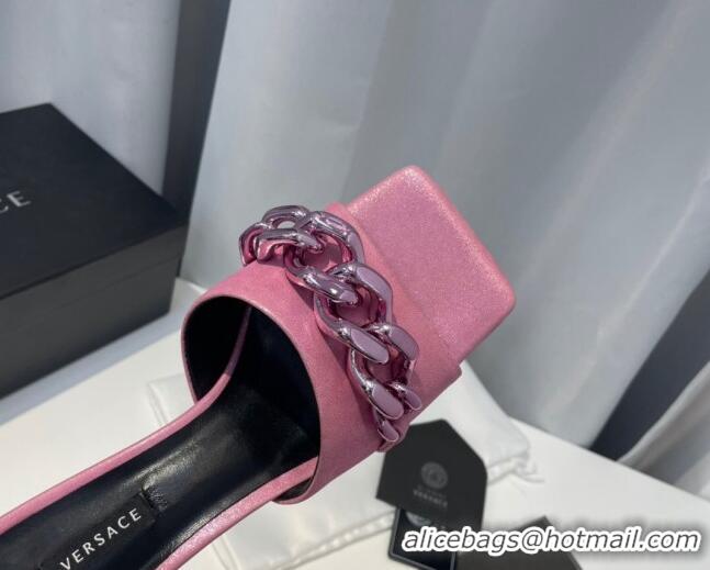 Most Popular Versace Calfskin Chain Slide Sandals 6.5cm 071236 Pink