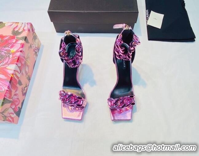 Best Design Versace Medusa Chain Nappa Leather Sandals 9.5cm Heel 806051 Pink