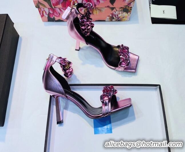 Best Design Versace Medusa Chain Nappa Leather Sandals 9.5cm Heel 806051 Pink