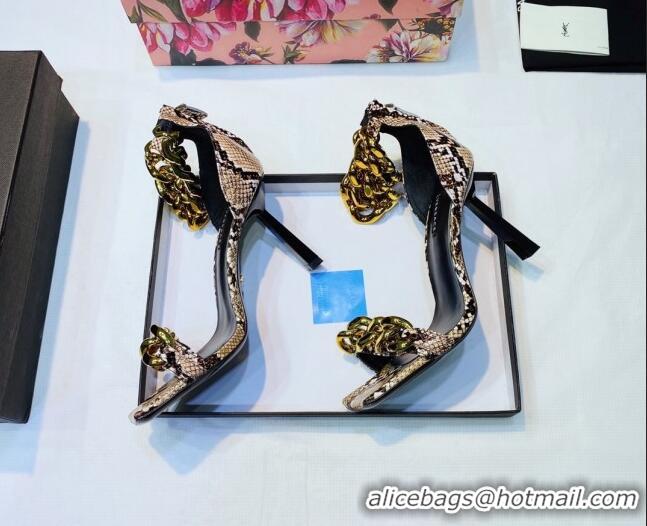 Super Quality Versace Medusa Chain snakeskin Pattern Leather Sandals 9.5cm Heel 806054