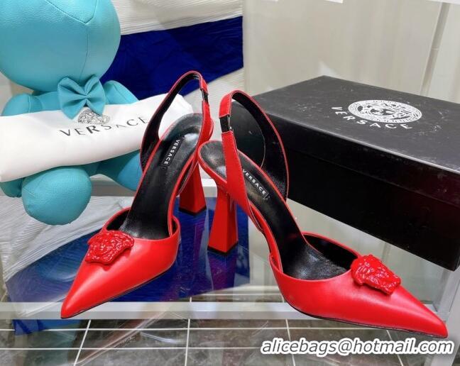 Discount Versace La Medusa Calfskin Slingback Pumps 9.5cm 081151 Red