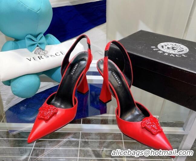 Discount Versace La Medusa Calfskin Slingback Pumps 9.5cm 081151 Red