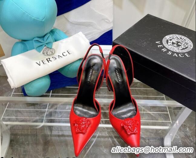 Discount Versace La Medusa Calfskin Slingback Pumps 9.5cm 081151 Red