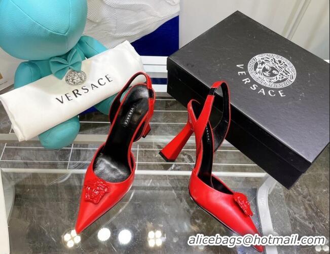 Discount Versace La Medusa Calfskin Slingback Pumps 9.5cm 081151 Red