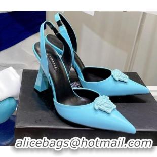 Top Grade Versace La Medusa Calfskin Slingback Pumps 9.5cm 081152 Blue