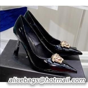 Cheap Price Versace La Medusa Patent Leather Pumps 9.5cm 081153 Black