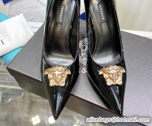 Cheap Price Versace La Medusa Patent Leather Pumps 9.5cm 081153 Black