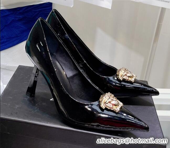 Cheap Price Versace La Medusa Patent Leather Pumps 9.5cm 081153 Black