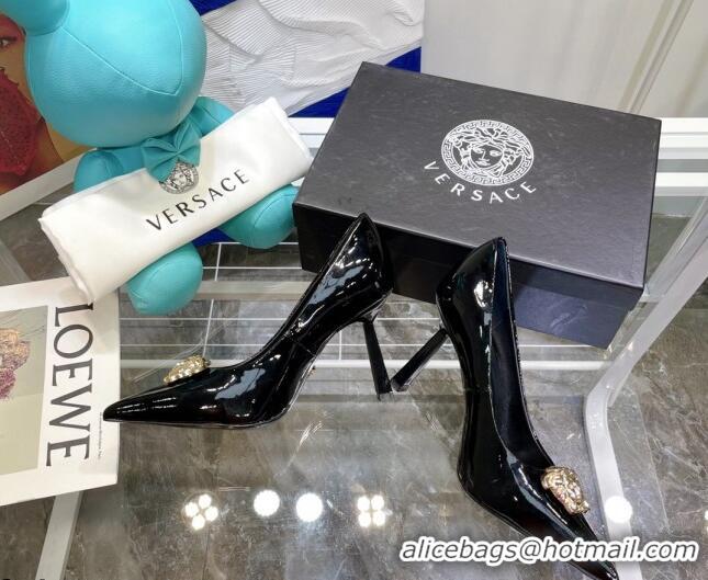 Cheap Price Versace La Medusa Patent Leather Pumps 9.5cm 081153 Black