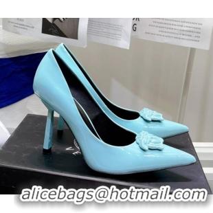 Unique Style Versace La Medusa Patent Leather Pumps 9.5cm 081153 Blue