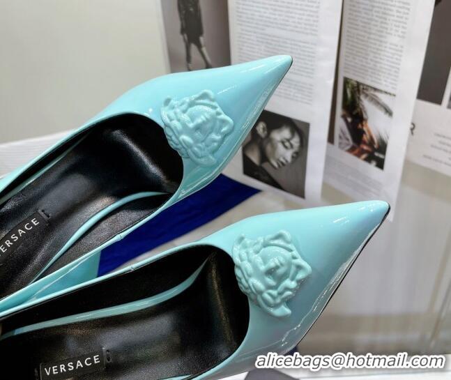 Unique Style Versace La Medusa Patent Leather Pumps 9.5cm 081153 Blue