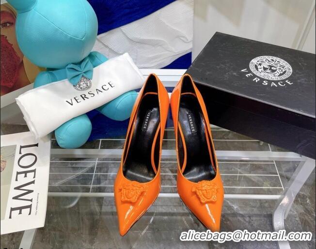 Best Price Versace La Medusa Patent Leather Pumps 9.5cm 081153 Orange